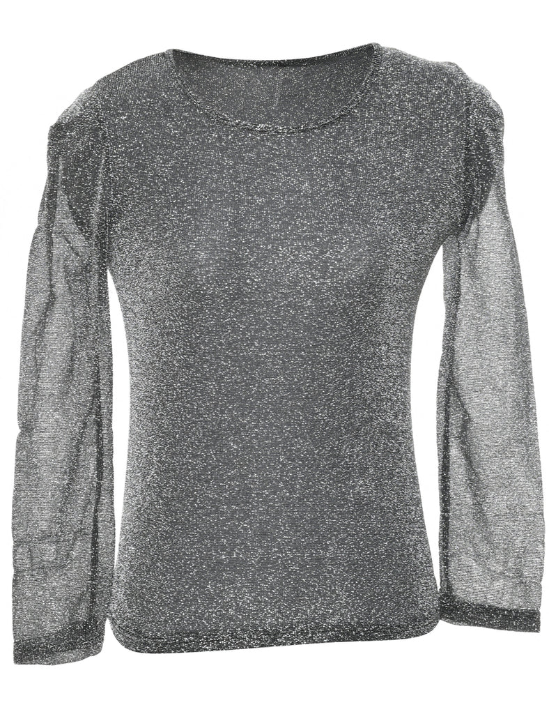 Silver Sparkly Sheer Top - M