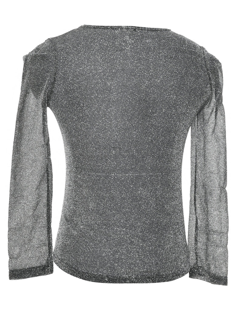 Silver Sparkly Sheer Top - M