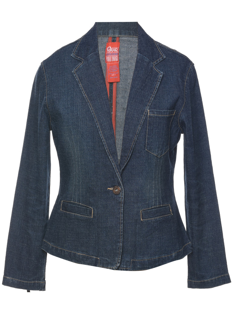 Single Breasted Indigo Denim Jacket - L