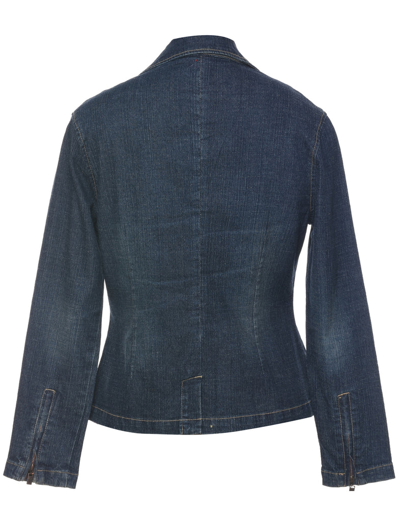 Single Breasted Indigo Denim Jacket - L