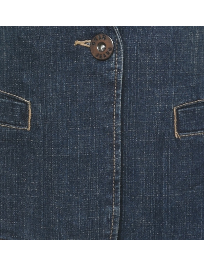 Single Breasted Indigo Denim Jacket - L