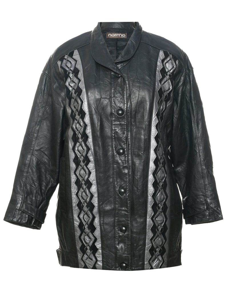 Single Breasted Leather Jacket - L