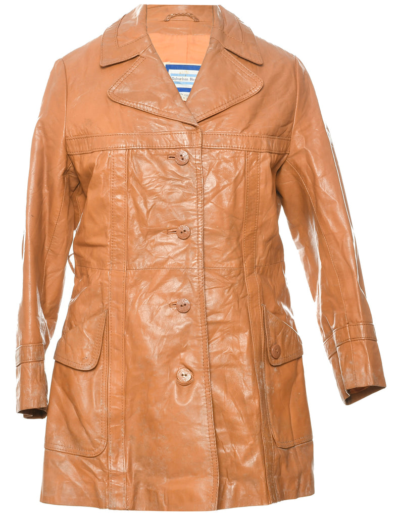 Single Breasted Leather Jacket - M