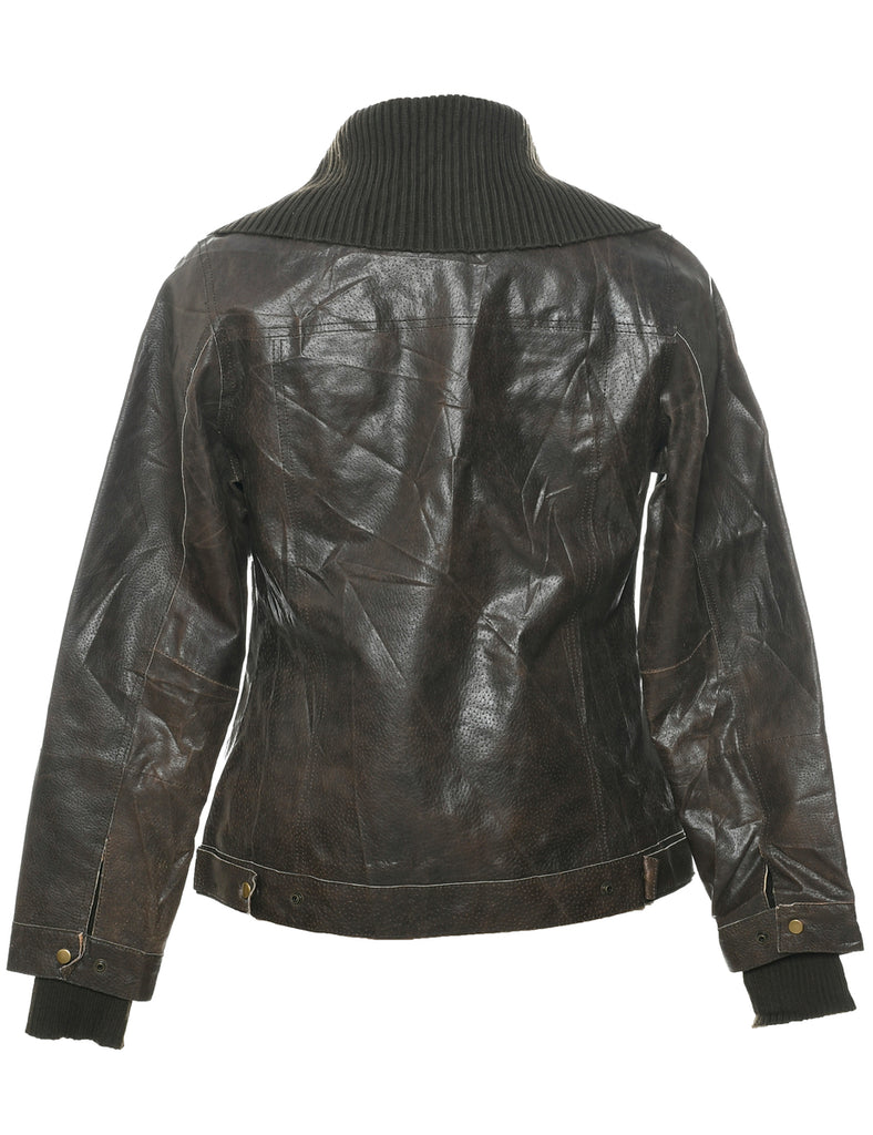 Single Breasted Leather Jacket - M