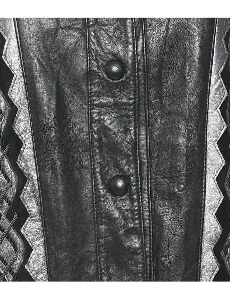 Single Breasted Leather Jacket - L