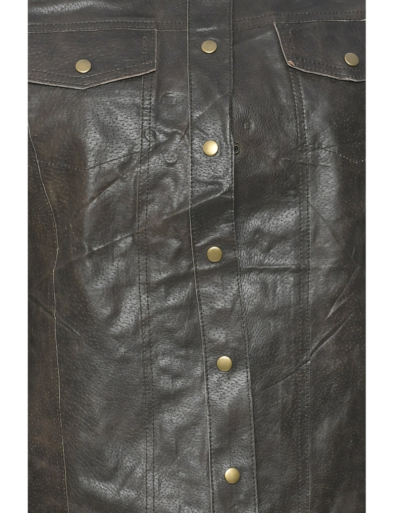 Single Breasted Leather Jacket - M