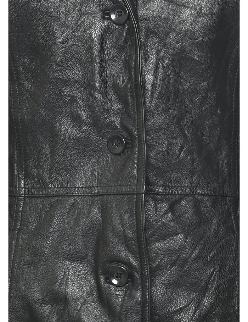 Single Breasted Leather Jacket - M