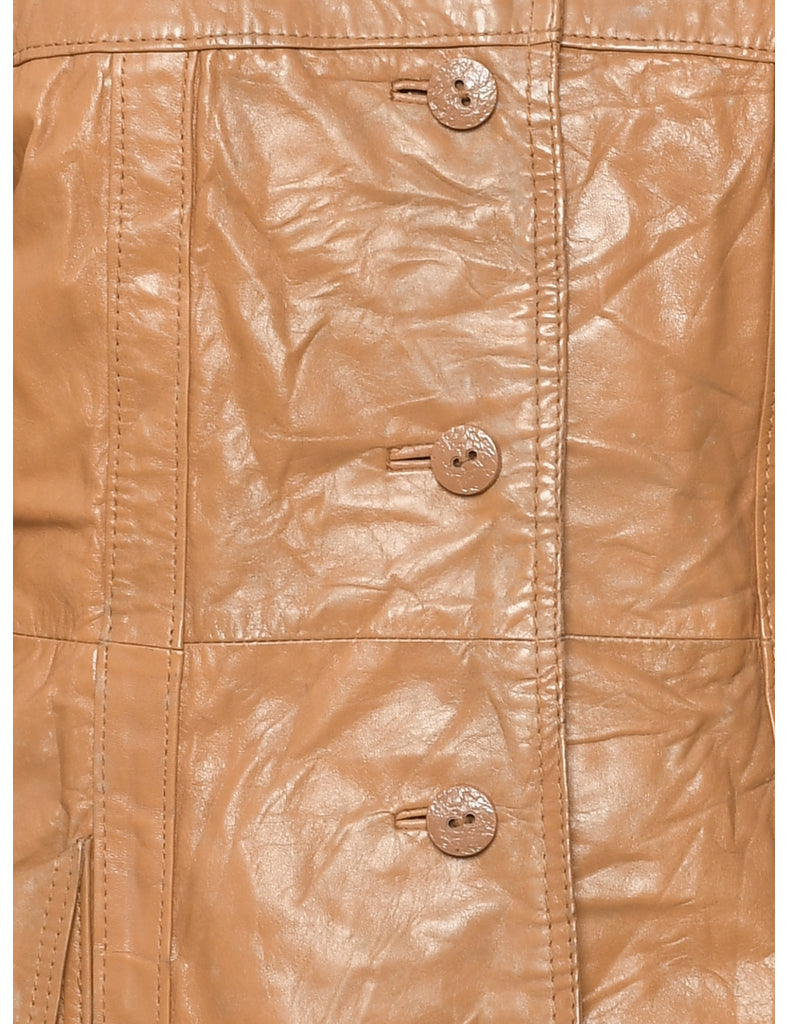 Single Breasted Leather Jacket - M