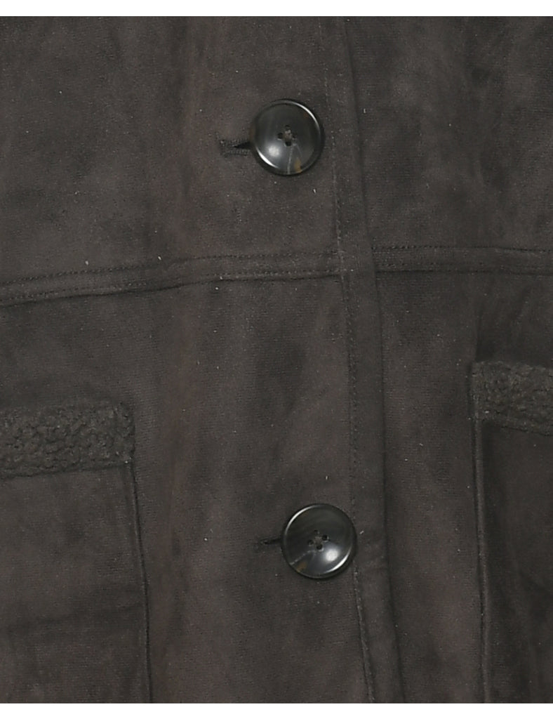 Single Breasted Shearling Jacket - L