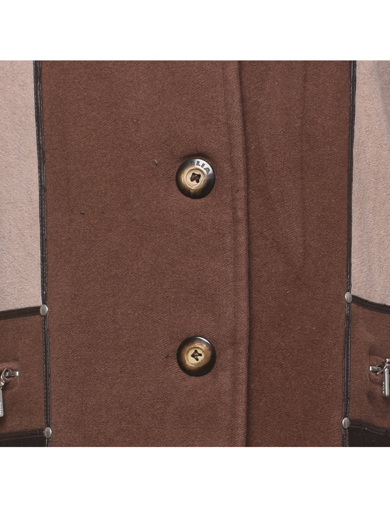 Single Breasted Wool Coat - L