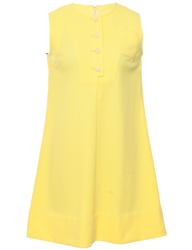Sleeveless 1960s Yellow Shift Dress - S