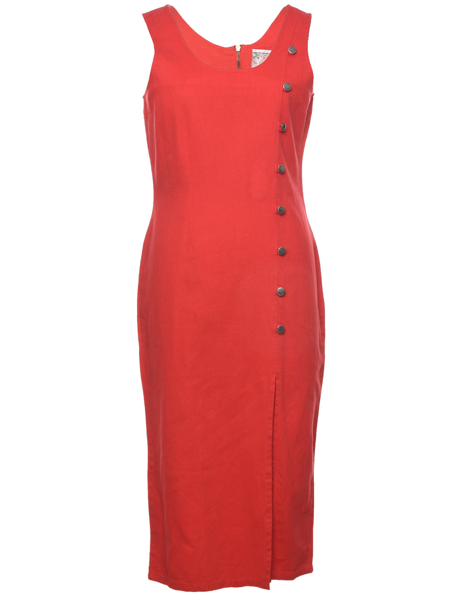 strapless open back dress Boden Women's Scoop Back Check Dress in Red main image 0