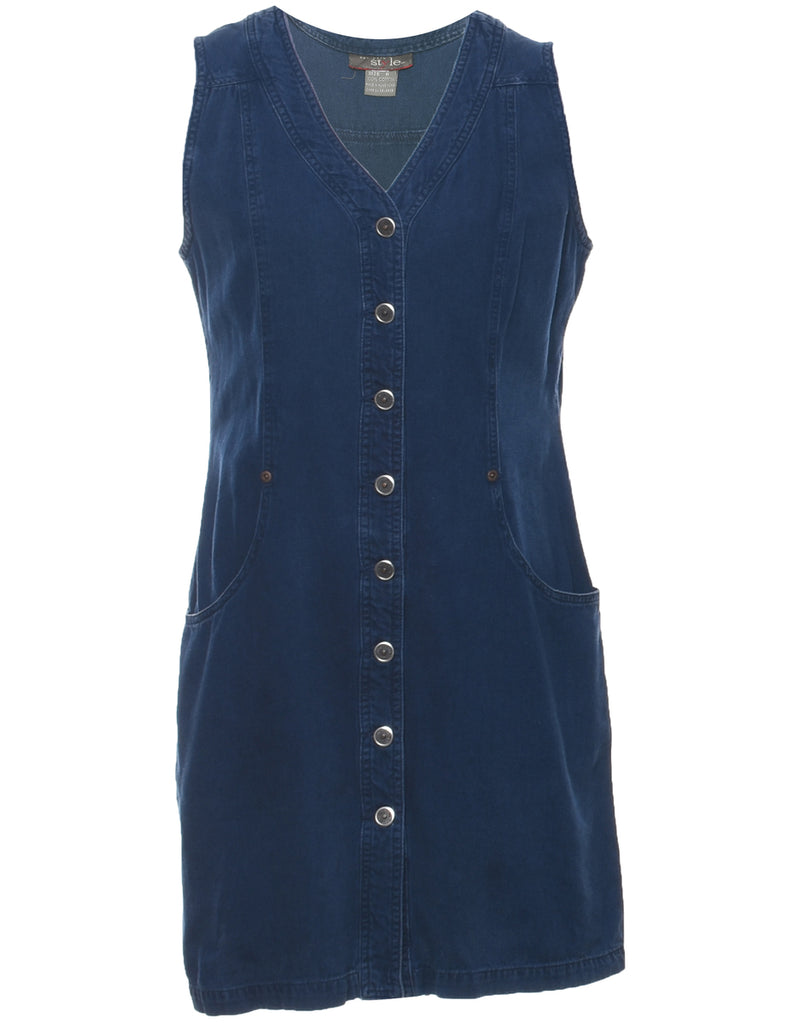 Sleeveless Indigo Denim Dress - M