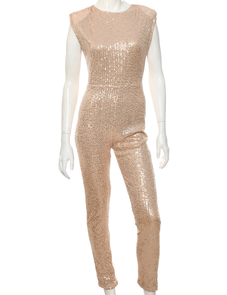 Sleeveless Sequin Jumpsuit - M