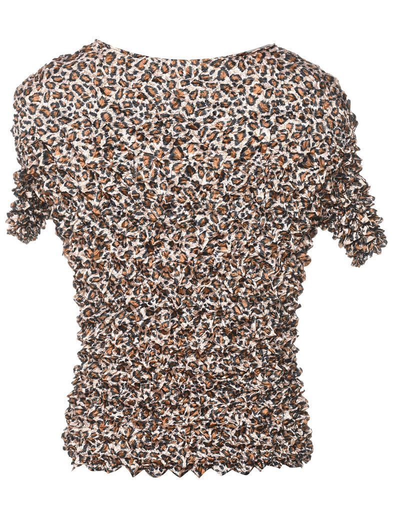 Smocked Leopard Printed Top - S