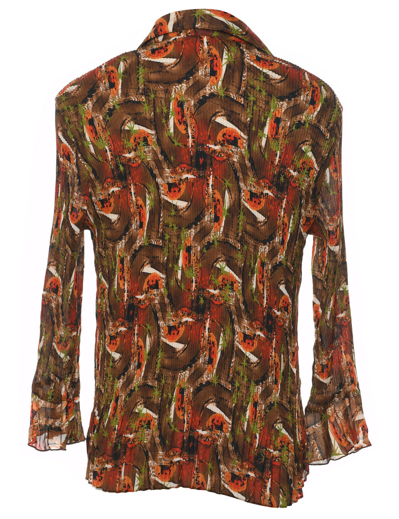 Smocked Patterned Shirt - XL