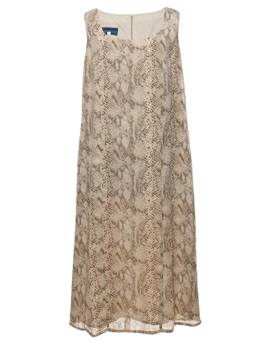 Women's Snakeskin Finish Beige Shift Dress Neutral, L | Beyond Retro Women's Snakeskin Finish Beige Shift Dress Neutral, L | Beyond Retro