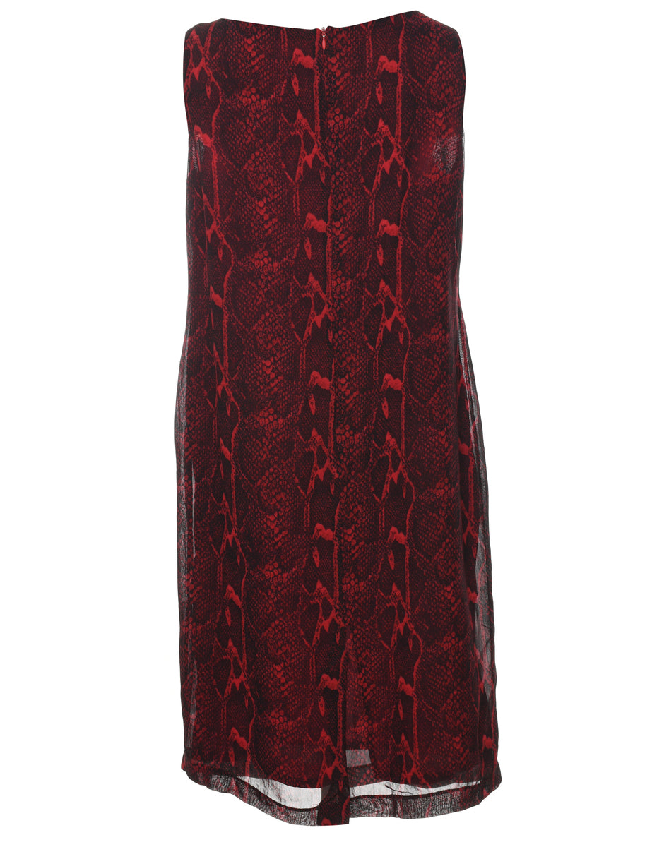 Women's Snakeskin Finish Black & Red Sleeveless Dress Red, L Women's Snakeskin Finish Black & Red Sleeveless Dress Red, L