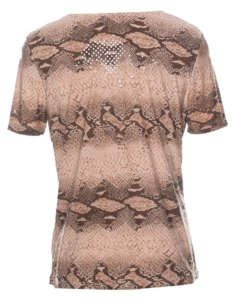 Snakeskin Pattern Brown Top - M
