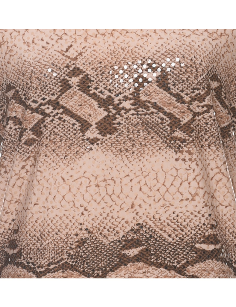 Snakeskin Pattern Brown Top - M
