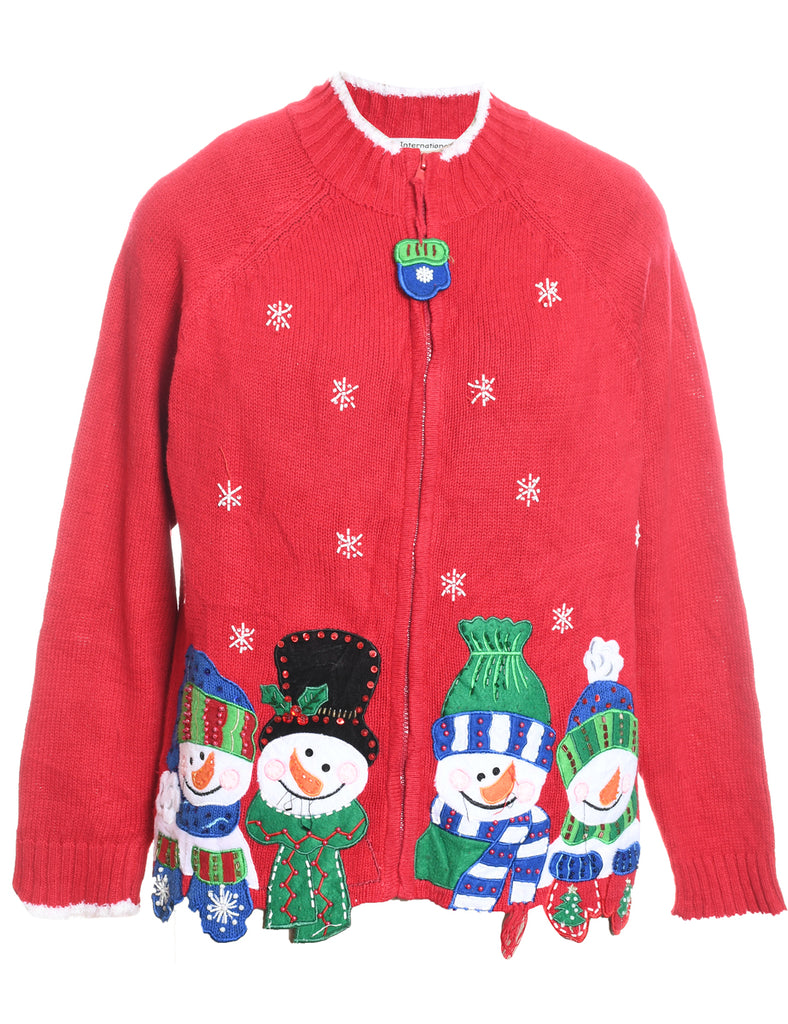 Snowman Christmas Cardigan - M