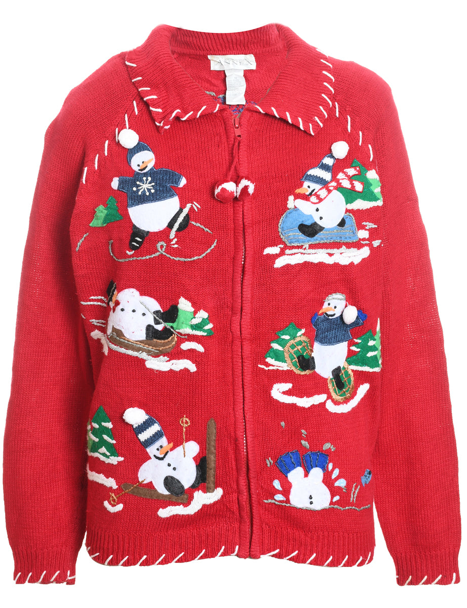 Snowman Christmas Cardigan M
