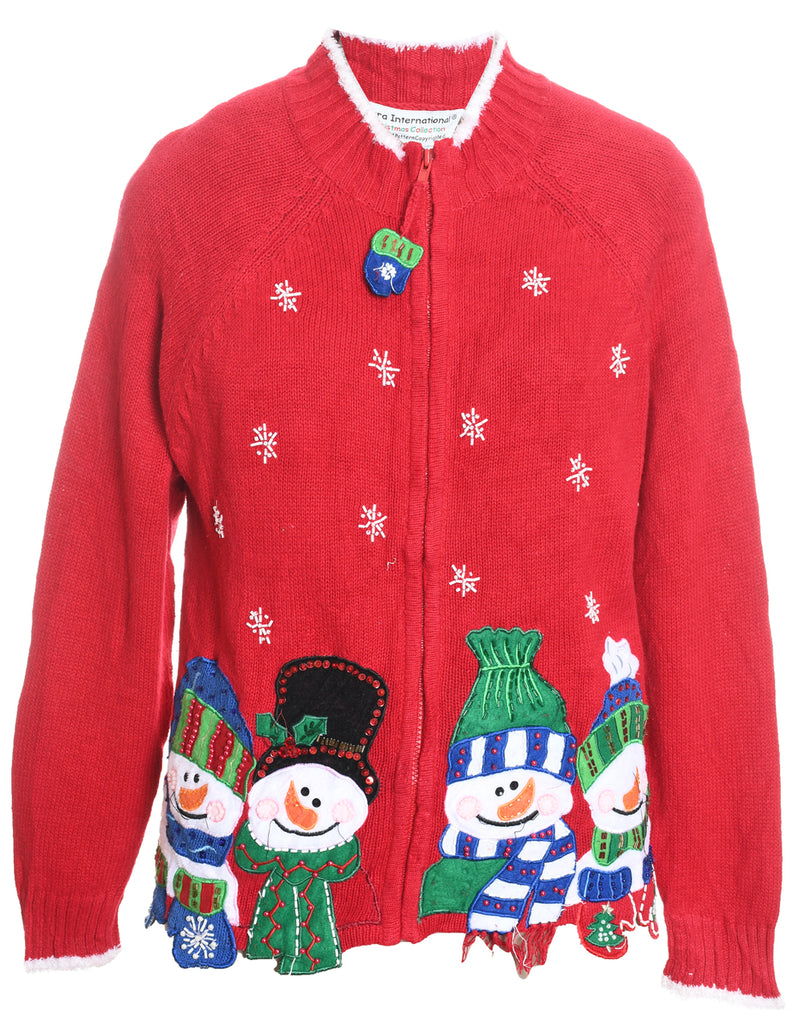 Snowman Christmas Cardigan - M