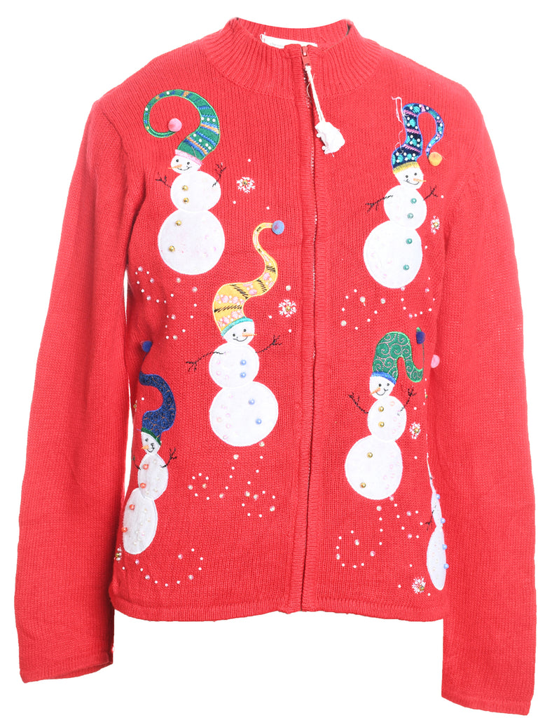 Snowman Christmas Cardigan - M