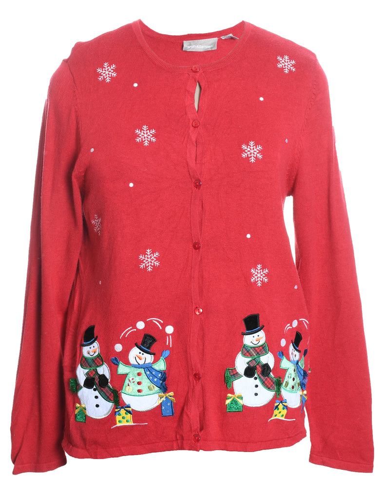 Snowman Christmas Cardigan - M