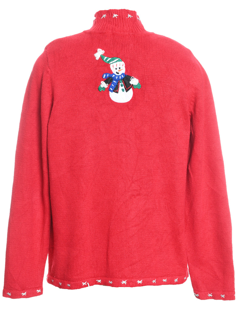 Snowman Christmas Cardigan - L