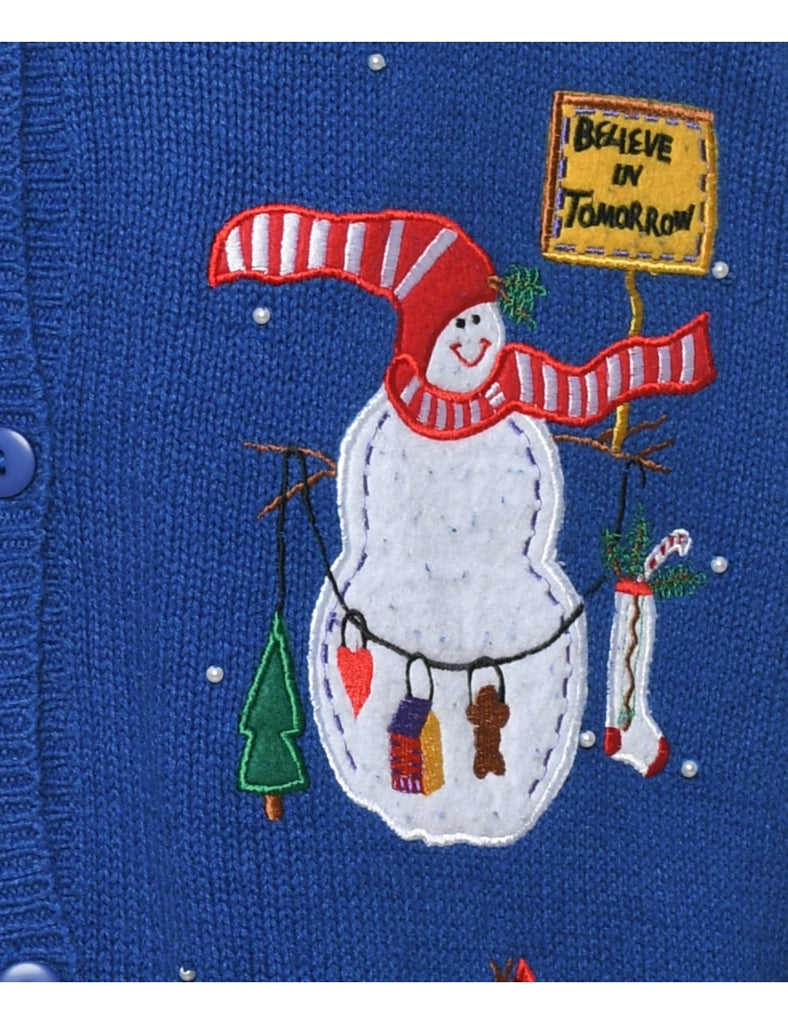 Snowman Christmas Cardigan - M