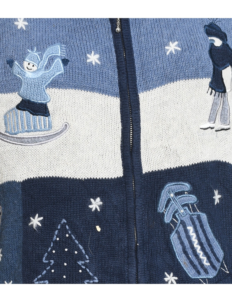 Snowman Christmas Cardigan - L