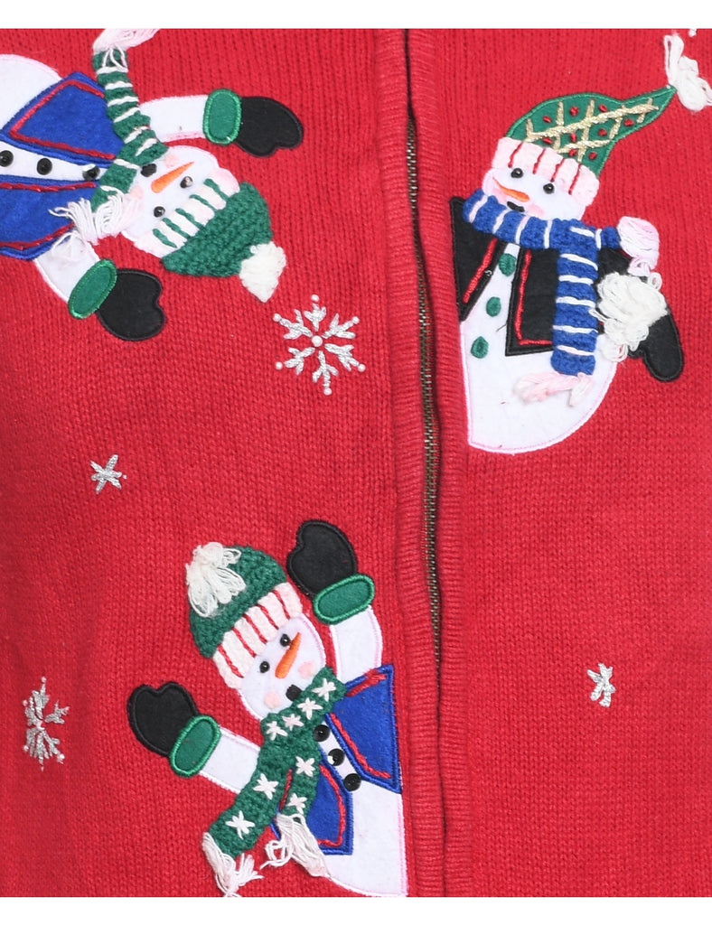 Snowman Christmas Cardigan - M
