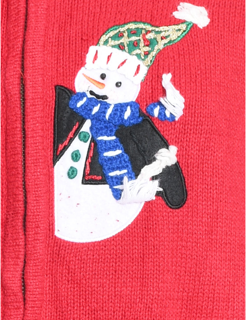 Snowman Christmas Cardigan - L