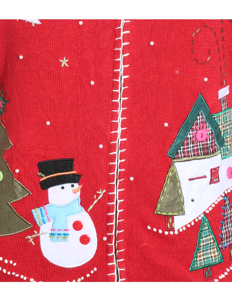 Snowman Christmas Cardigan - M