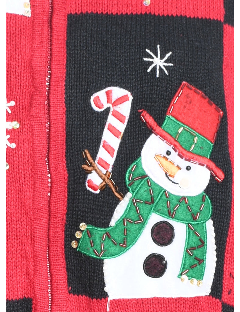 Snowman Christmas Cardigan - L
