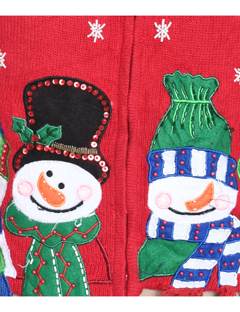 Snowman Christmas Cardigan - M
