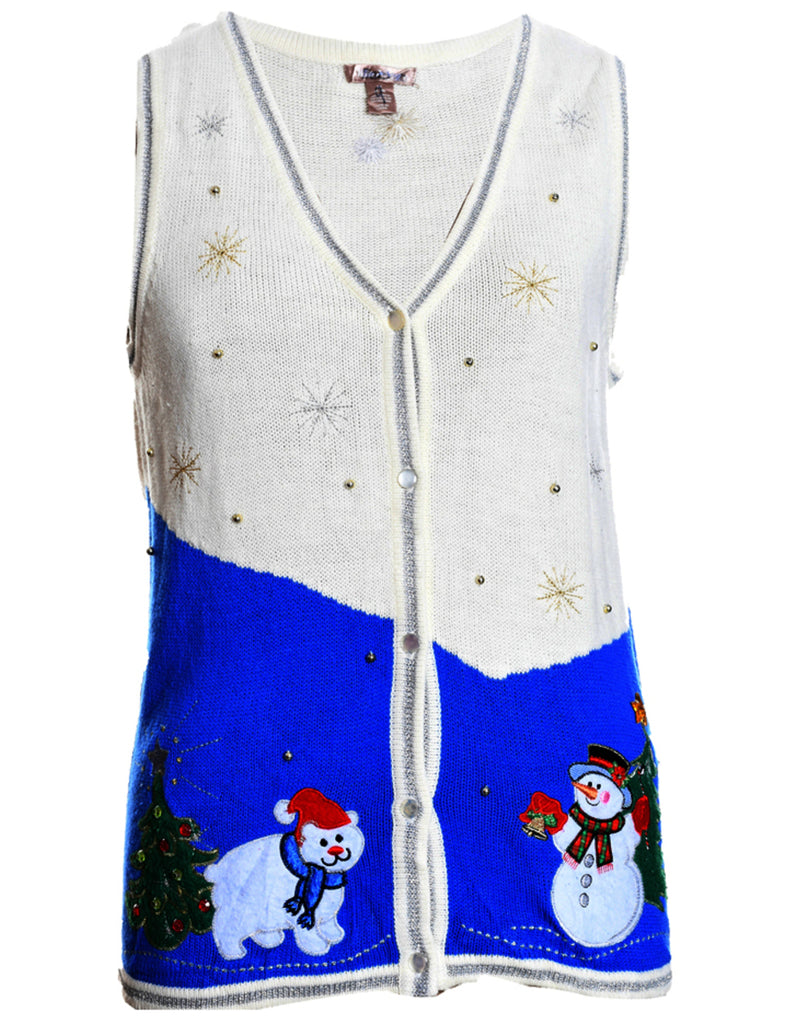 Snowman Christmas Sweater Vest - M