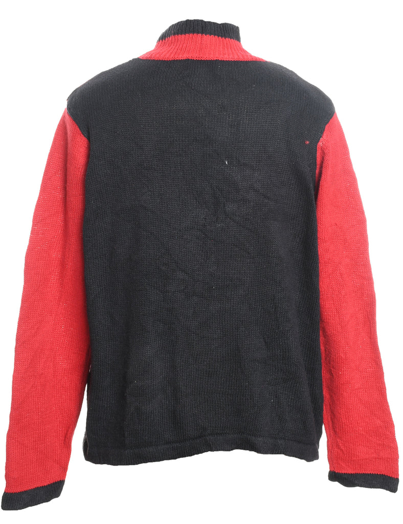 Snowman Design Black & Red Christmas Jumper - L