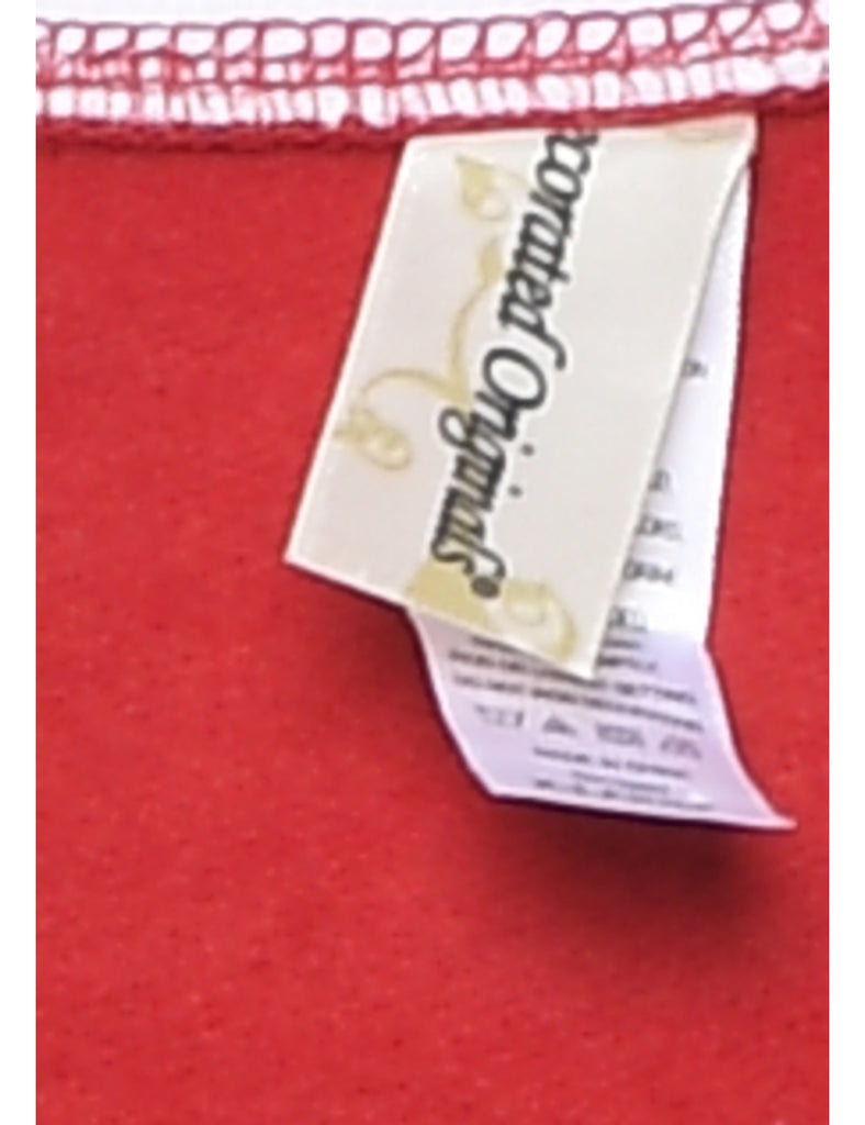 Snowman Design Red Embroidered Christmas Sweatshirt - XL