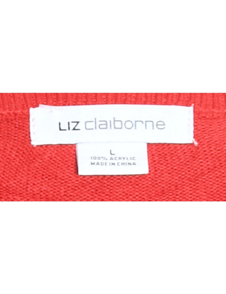 Snowman Design Red Knit Christmas Jumper - L