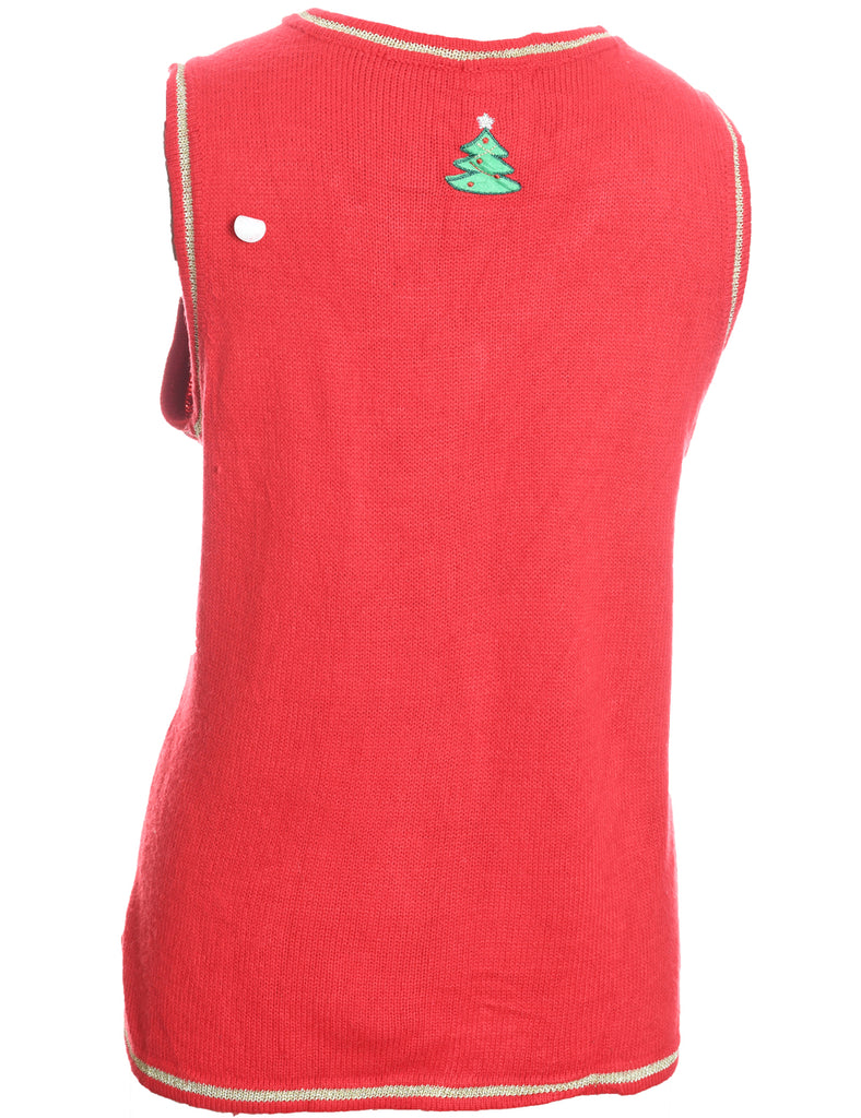 Snowman Knit Design Christmas Sweater Vest - M