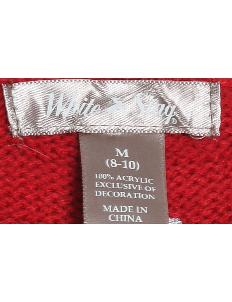 Snowman Knit Design Christmas Sweater Vest - M