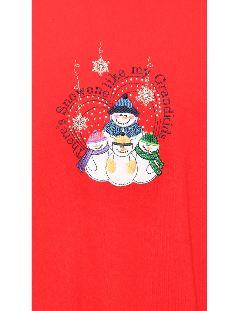 Snowman Red Christmas Sweatshirt - XL