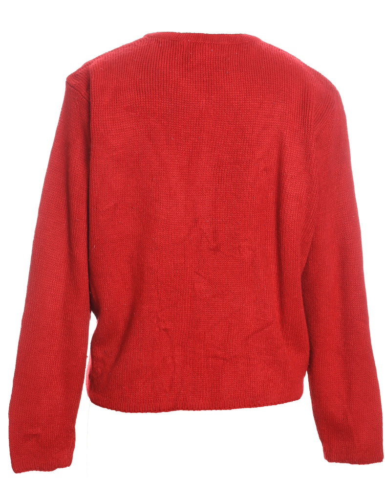Snowman Red Knit Christmas Cardigan - M