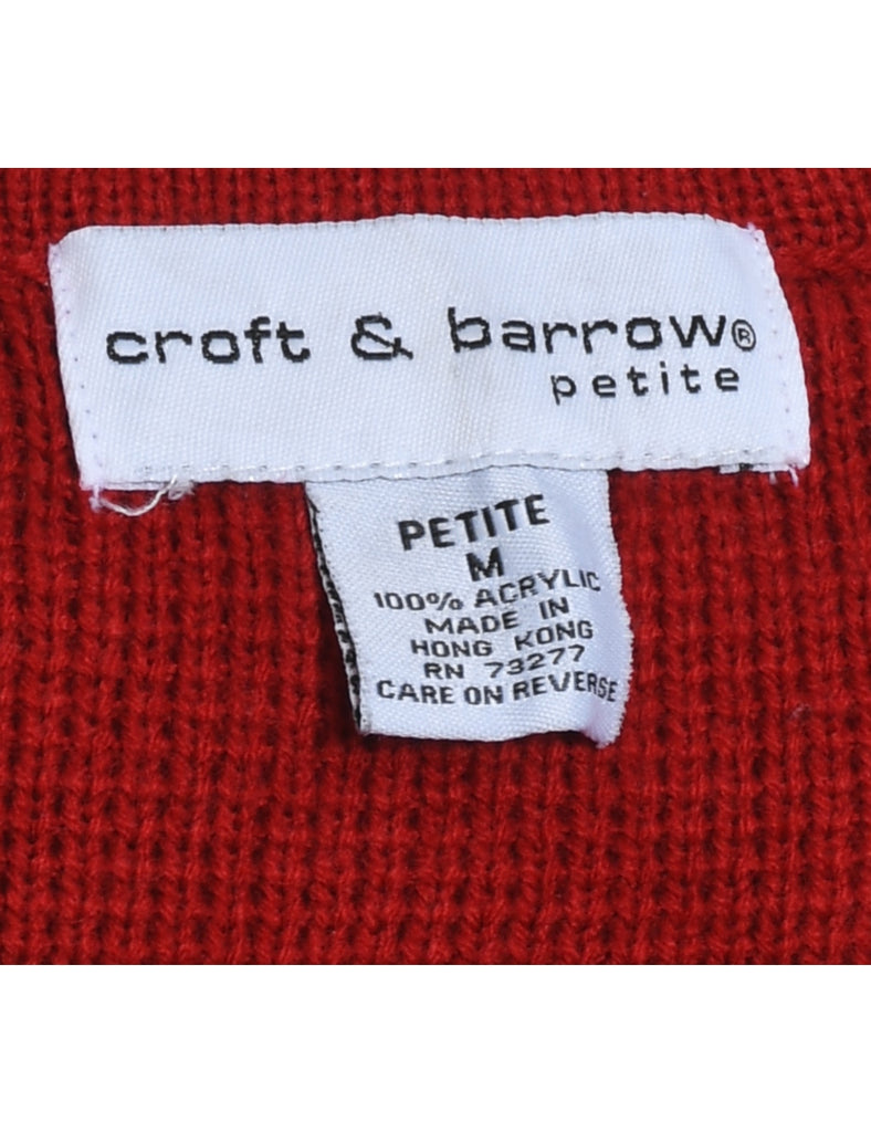 Snowman Red Knit Christmas Cardigan - M