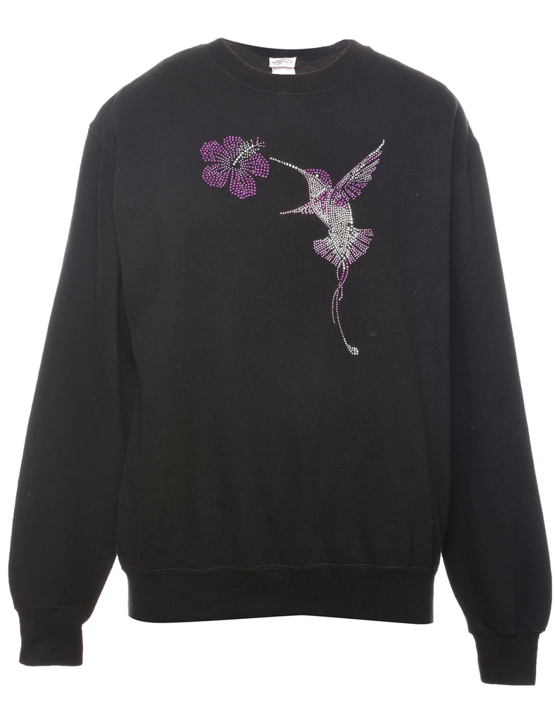 Sparkly Bird Design Sweatshirt - M