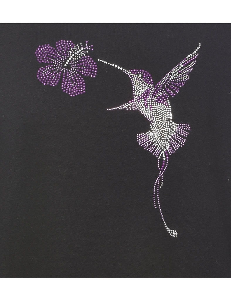 Sparkly Bird Design Sweatshirt - M