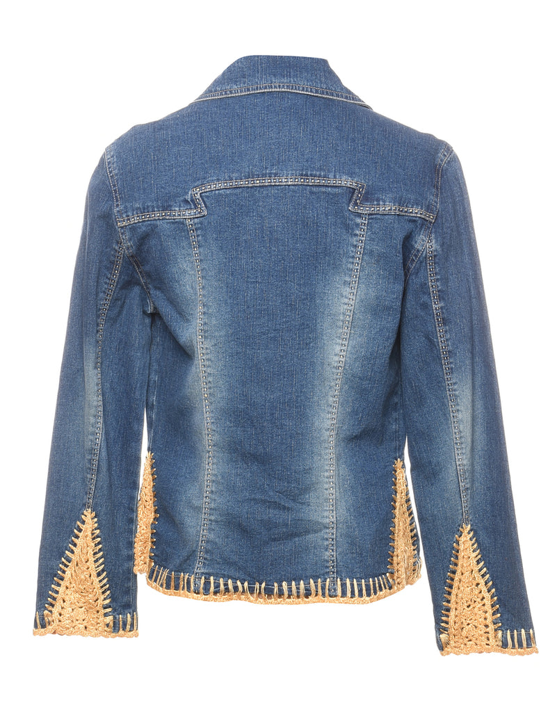 Stone Wash & Crochet Denim Jacket - S