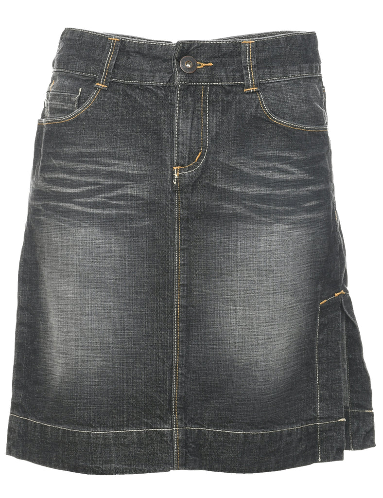 Stone Wash Denim A-line Skirt - M